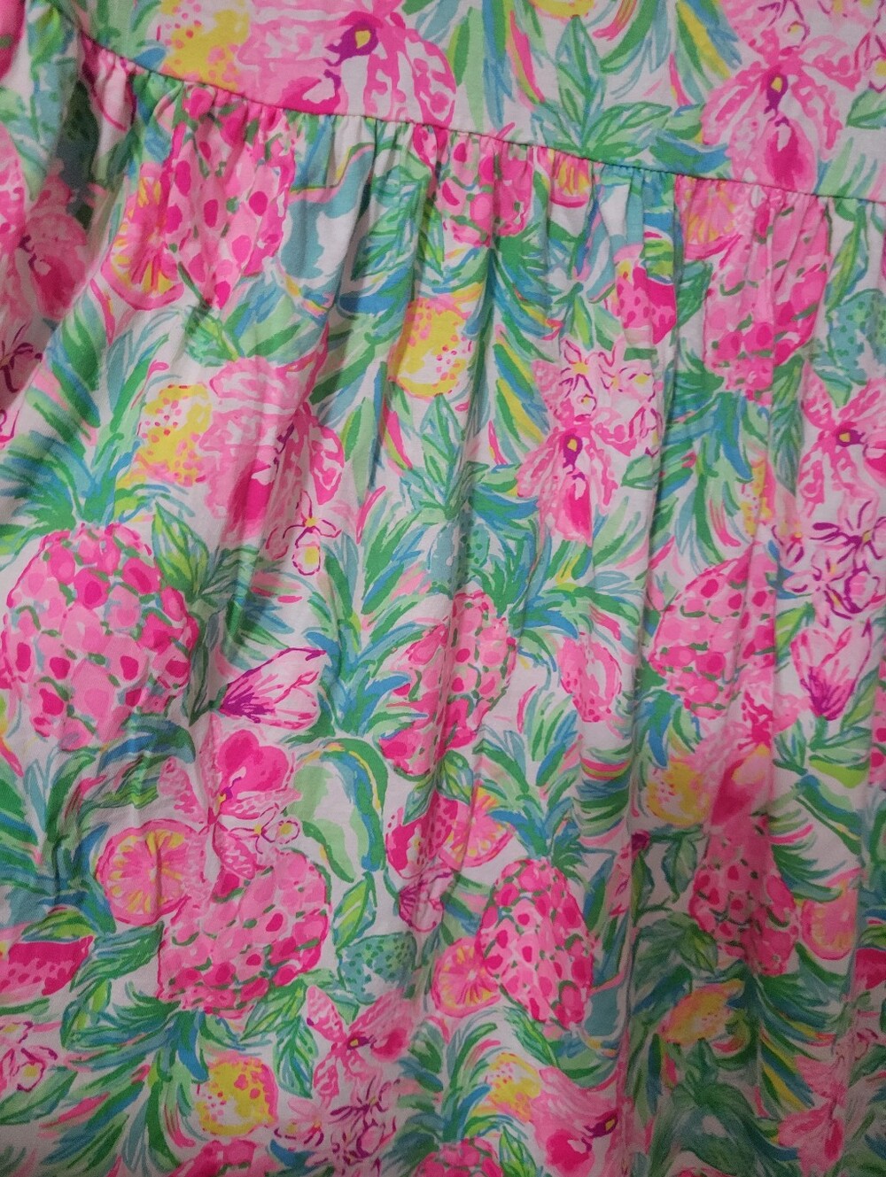 Lilly Pulitzer Pink & Green Floral Flutter Sleeve Midi Dress Xl